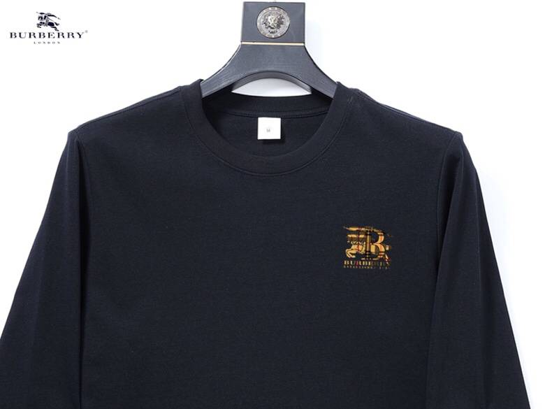 BURBERRY バーバリー メンズ ロンT 長袖Tシャツ クルーネック 袖リブ ロゴプリント ヘビーウェイト メンズ ブラック - 画像 7