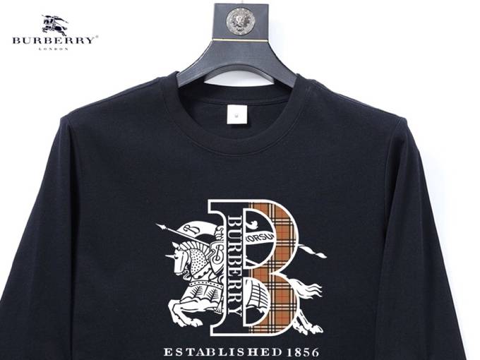BURBERRY バーバリー メンズ 長袖Tシャツ ロンT クルーネック 袖リブ ロゴプリント ヘビーウェイト オーバーサイズ ブラック - 画像 7