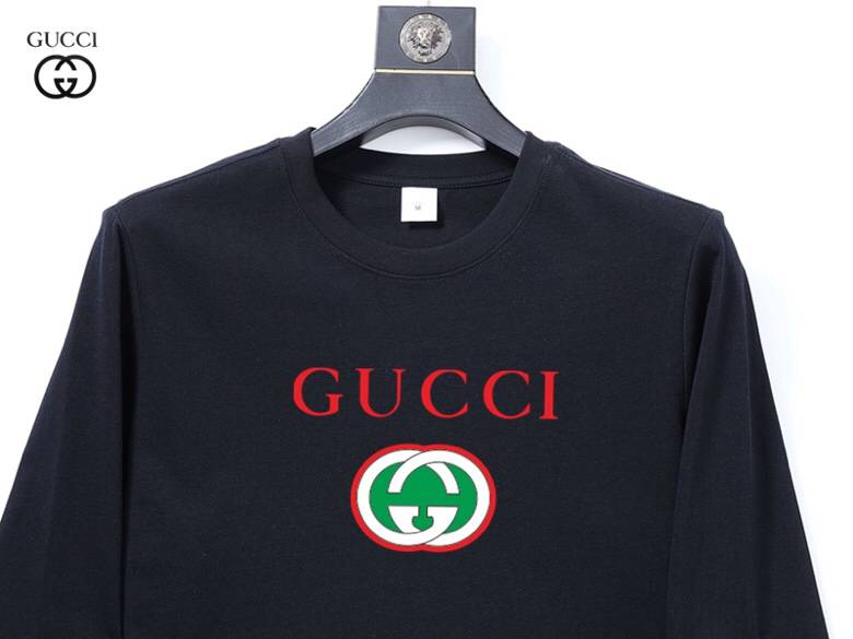 GUCCI グッチ メンズ 長袖Tシャツ ロンT クルーネック 袖リブ ロゴプリント ヘビーウェイト オーバーサイズ ブラック - 画像 7