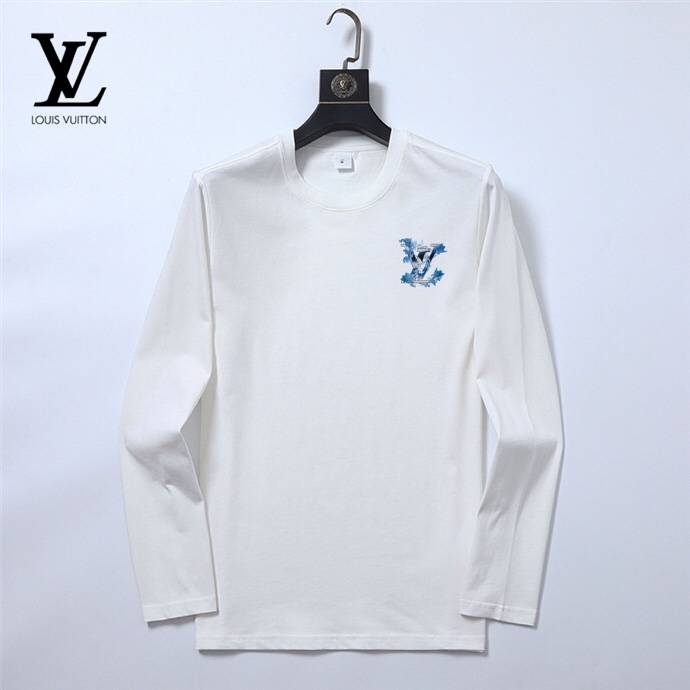 LOUIS VUITTON メンズ 長袖Tシャツ ロンT クルーネック 袖リブ ロゴプリント ヘビーウェイト オーバーサイズ ブラック