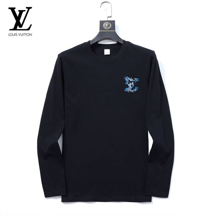 LOUIS VUITTON メンズ 長袖Tシャツ ロンT クルーネック 袖リブ ロゴプリント ヘビーウェイト オーバーサイズ ブラック - 画像 9
