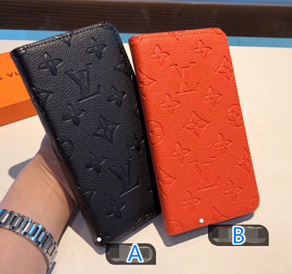 ルイヴィトン　Louis Vuitton　手帳型ケース　スマホケース　モノグラム　スマホカバー　ブラック/オレンジ