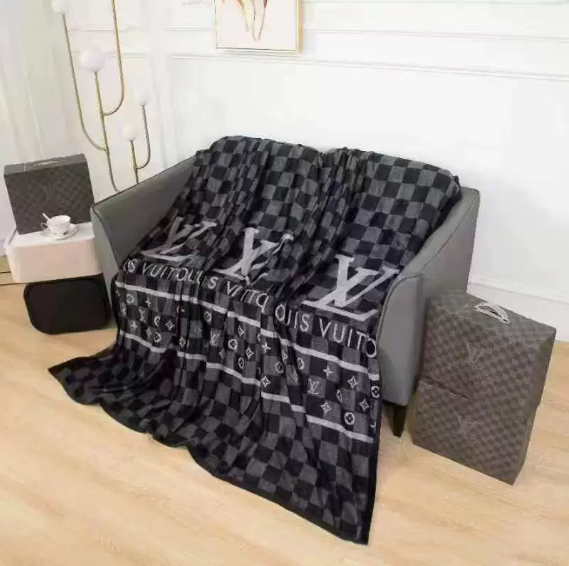 ルイヴィトンブランケット　Louis Vuitton　モノグラム/ダミエ　ロゴ　毛布　ひざ掛け　暖かい　ブラウン/ホワイト　大人用/子供用/四季通用