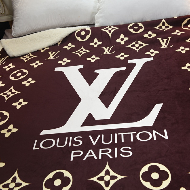 ルイヴィトン　Louis Vuitton　毛布　暖かい　厚手　掛け毛布　モノグラム柄　ブランケット　ブラウン　大きロゴ②