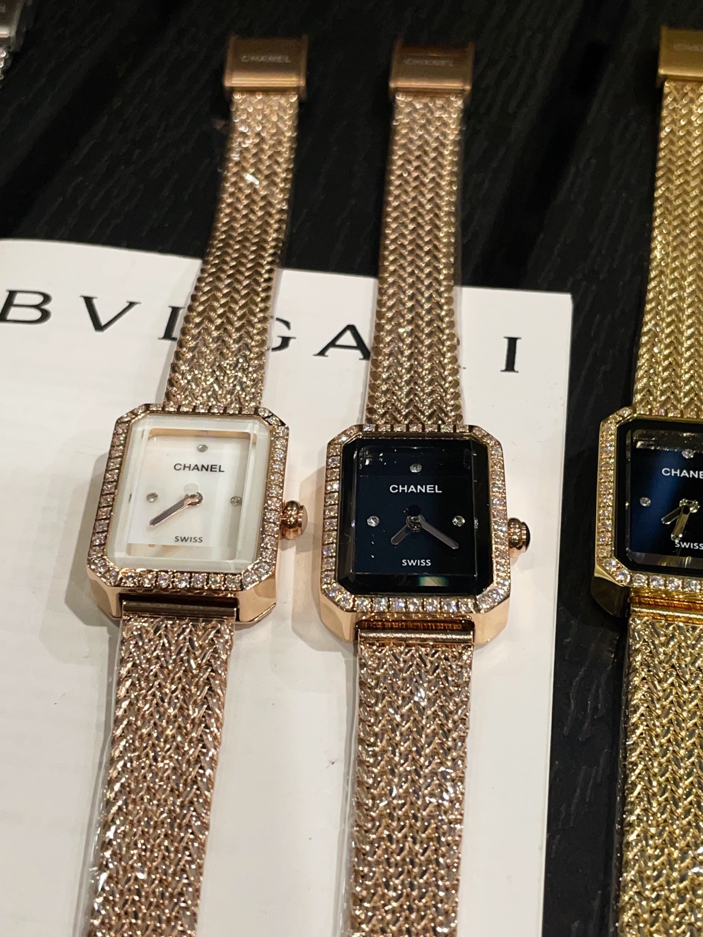 Chanel シャネル✨CHANEL プレミエール レディース 中古⌚️ 白蝶貝＆エナメル ダイヤモンド 21mm メタルメッシュ✨