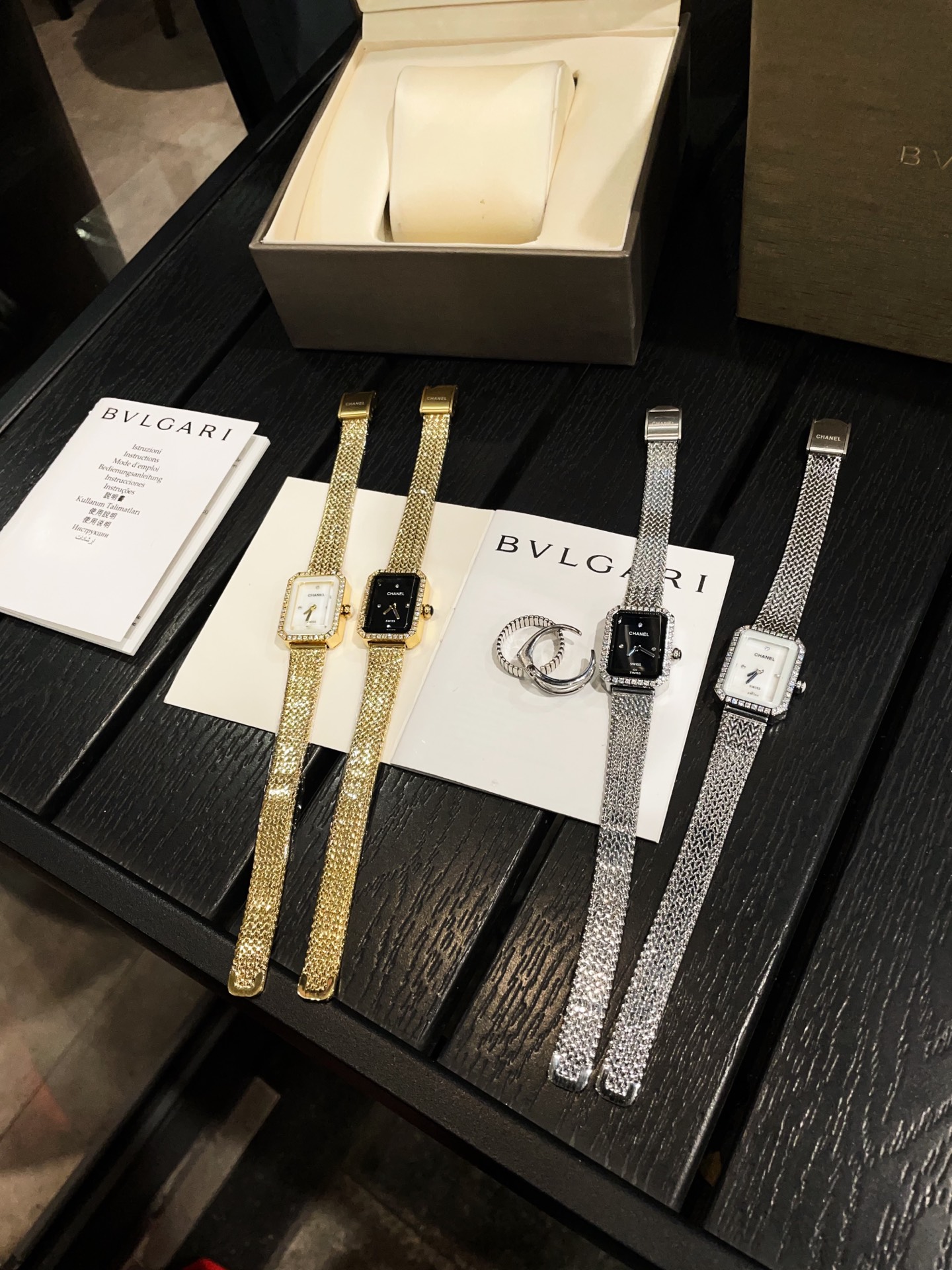 Chanel シャネル✨CHANEL プレミエール レディース 中古✨白蝶貝&エナメル文字盤💎特殊カットダイヤモンド🔩メッシュベルト⌚21mm