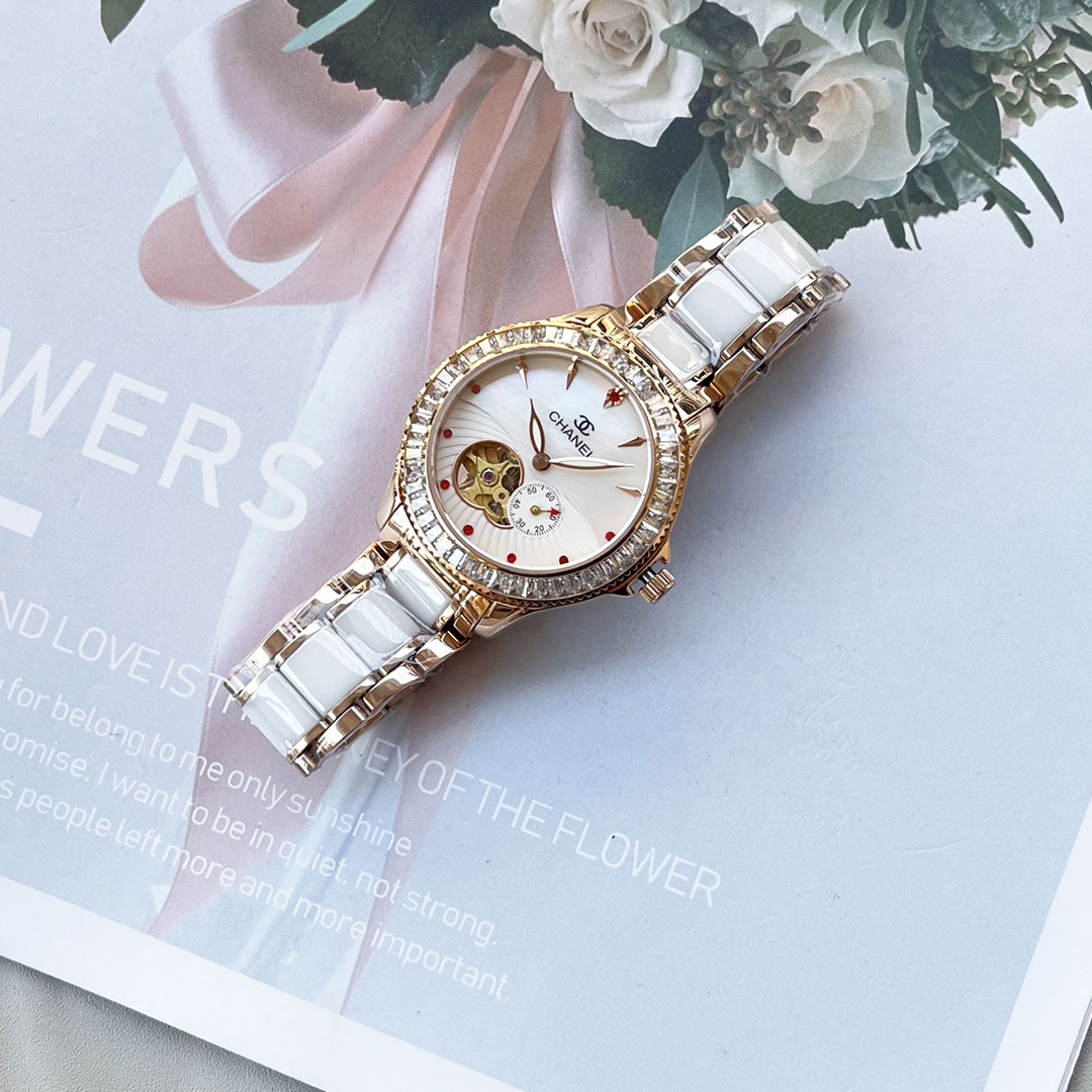 Chanel シャネル✨CHANEL✨高級セラミックレディース腕時計💎自動巻き✨母貝文字盤が煌めく