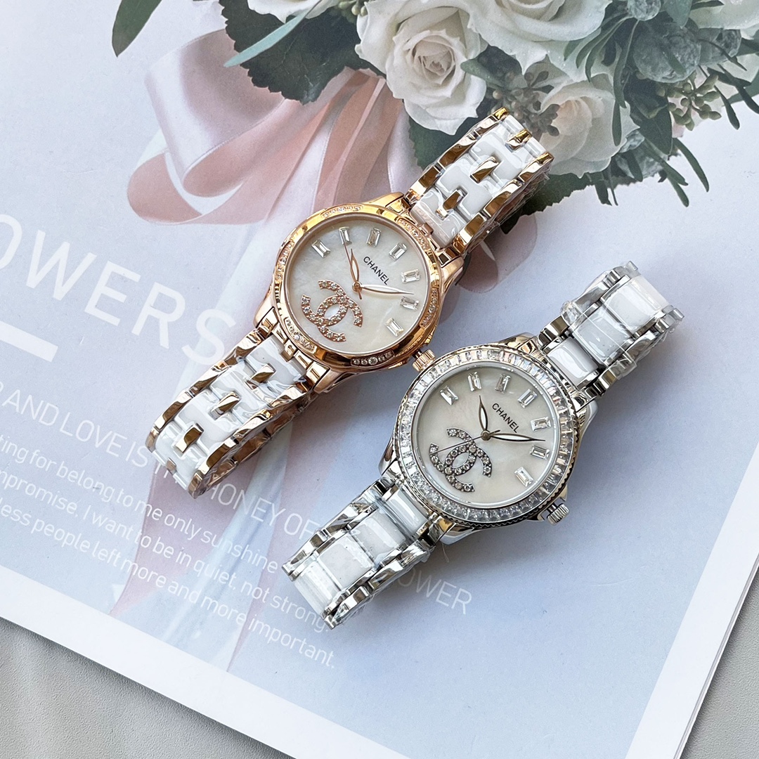Chanel シャネル✨💎🕰️【香奈儿風】高級セラミックレディース腕時計 西鉄城機械式ムーブメント 本物ダイヤ使用 35mm✨