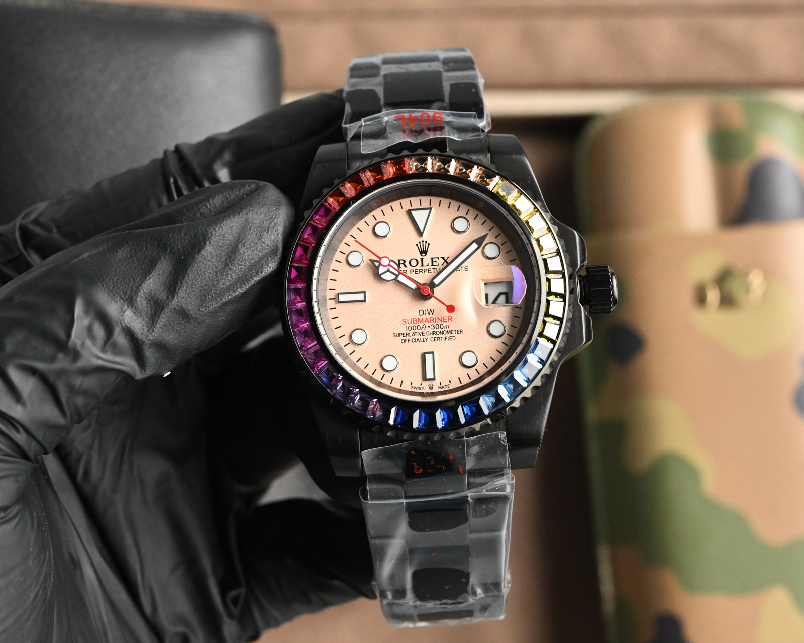 Rolex ロレックス✨ロレックス改造ベース✨天然ジルコン超輝き！40mm自動巻きメンズ腕時計🔥防水💎高級感