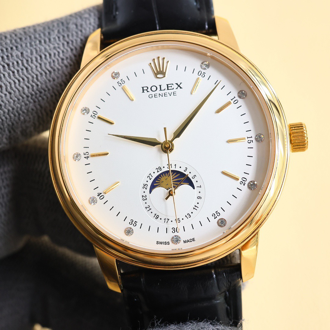 Rolex ロレックス【台湾TW工場】ロレックス セリーニ月相🌙 スイスETA2824-2搭載⌚ 40mm 防水💧 高級牛皮👜 ビジネス腕時計✨