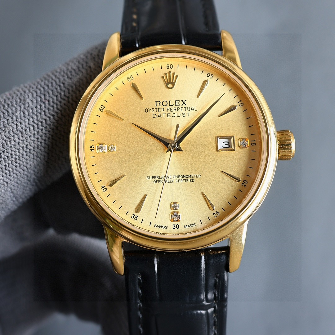 Rolex ロレックスロレックス風 メンズ腕時計 藍宝石ガラス 100m防水 高級皮革ベルト✨⌚💎🔥💼