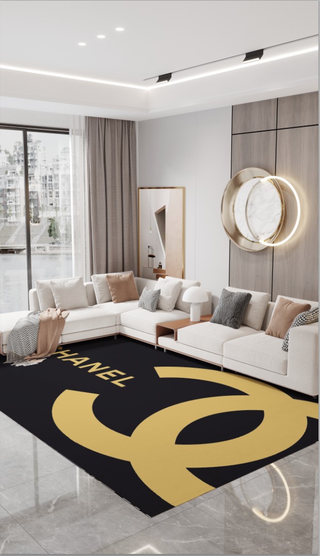 CHANEL シャネル　四角の絨毯　ロゴマーク　カーペット 滑り止め付 ベッドルーム 折り畳み　キッチン　ルームマット　3色