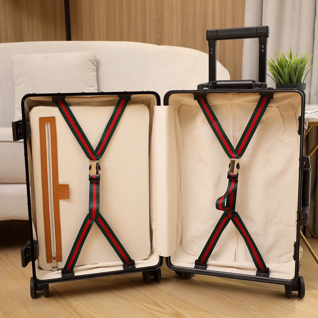 【グッチ】トランク型キャリーバッグ 20サイズ ダブルGロゴ アルミフレーム ミラノ風 上品で丈夫なデザイン 高級感のある旅行用品 - 画像 8