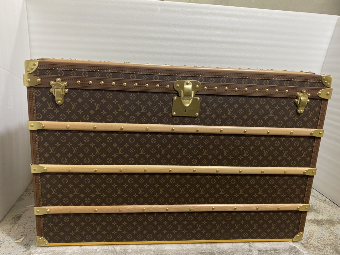 【ルイヴィトン】トランク型収納ボックス モノグラム老花＆ベージュ 上品な雰囲気 高級感のある逸品