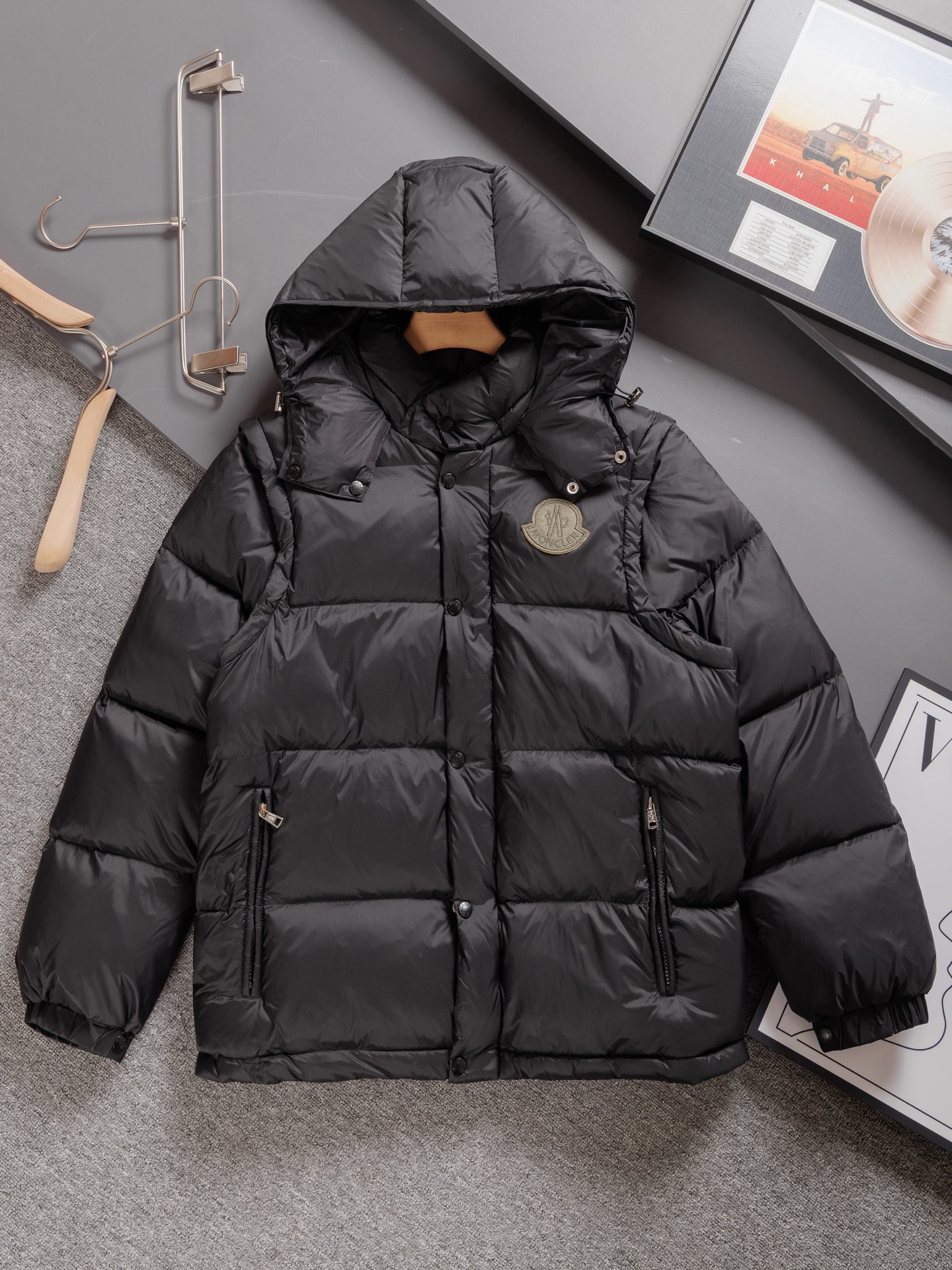 Monclerモンクレール ダウンジャケット 黒 2way 脱着可能 保温性抜群