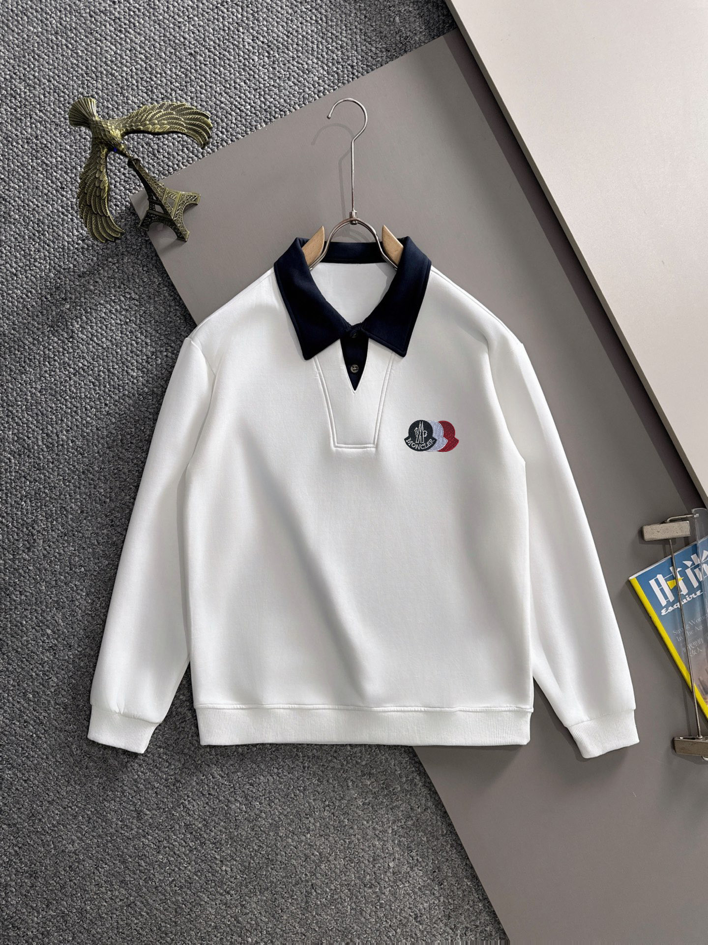 Monclerモンクル ポロネックスウェットシャツ 白 5色入 長袖 メンズ 春秋着用