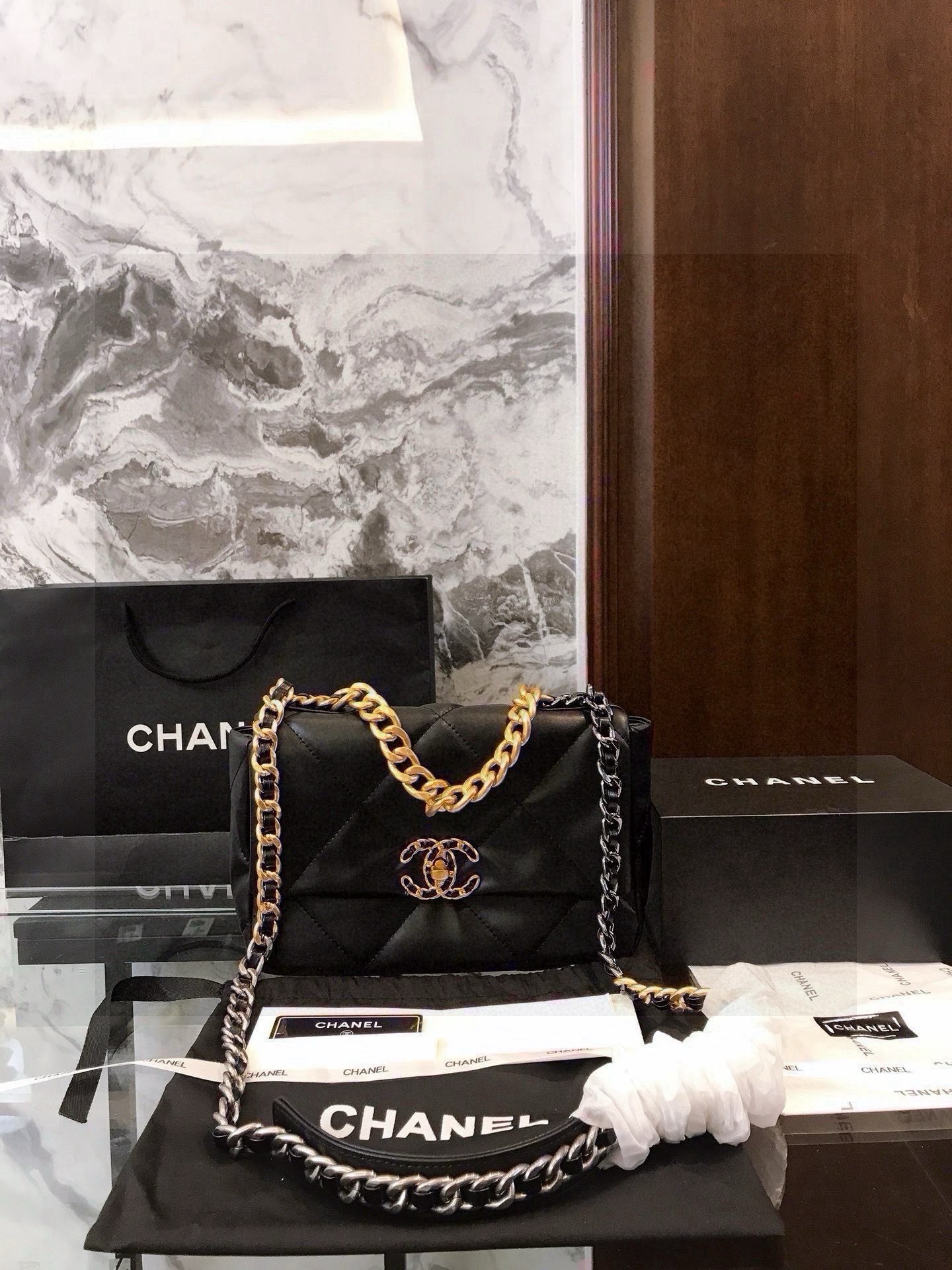 Chanelブランド ロングチェーン キャメル ハンドバッグ 黒 2色入 - 画像 4