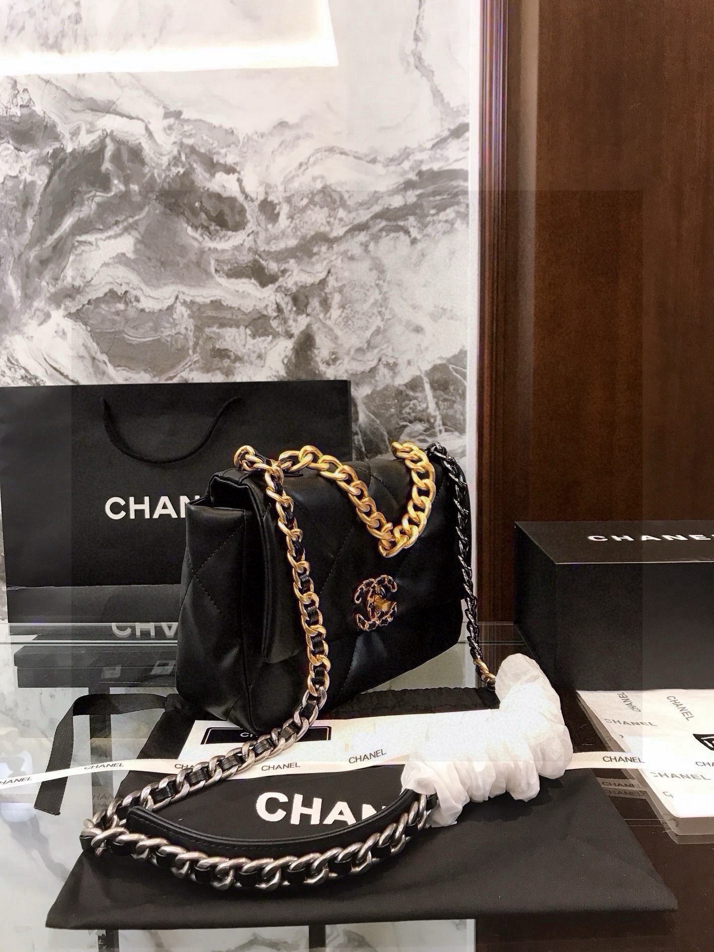 Chanelブランド ロングチェーン キャメル ハンドバッグ 黒 2色入 - 画像 7