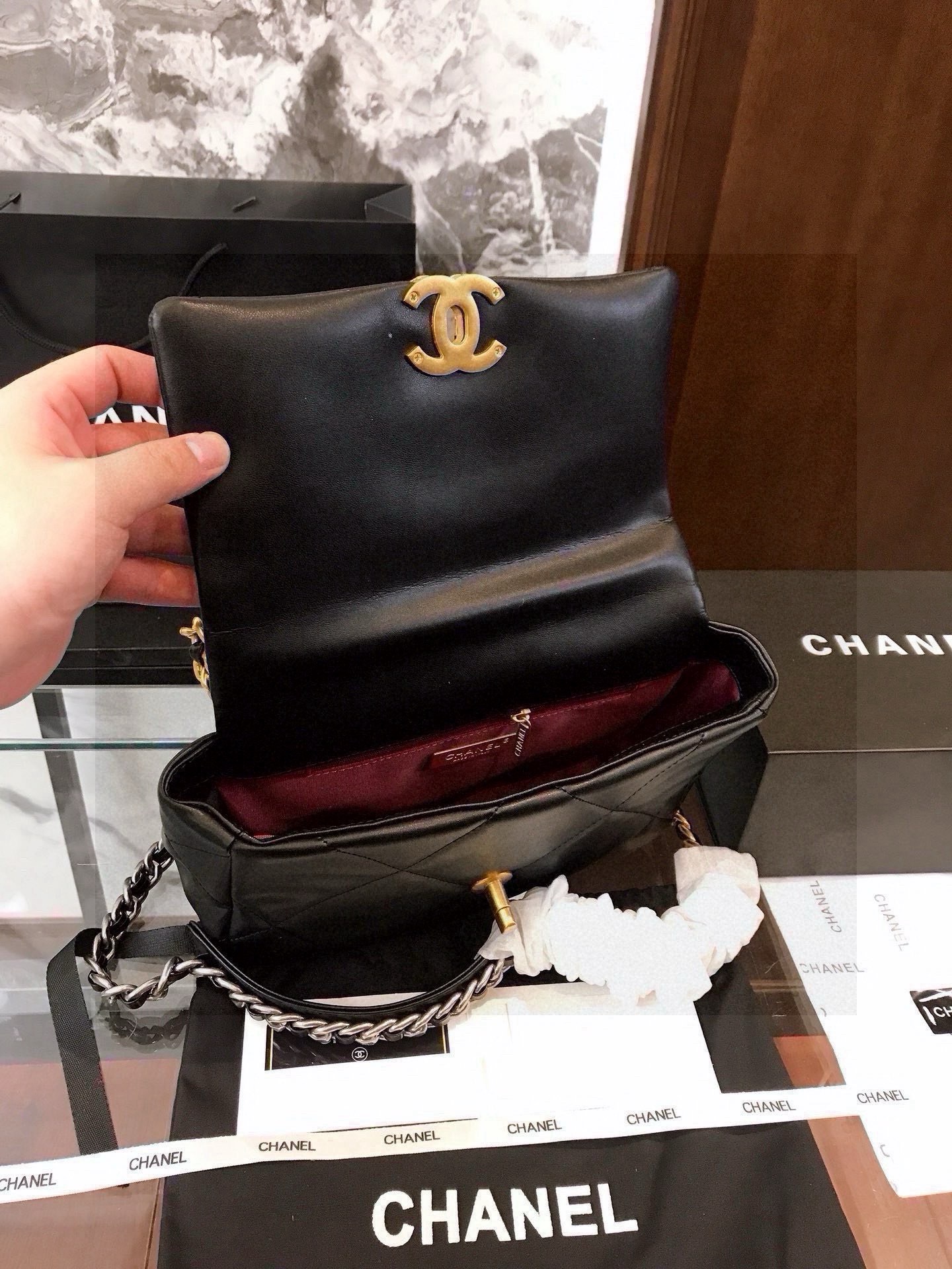 Chanelブランド ロングチェーン キャメル ハンドバッグ 黒 2色入 - 画像 9