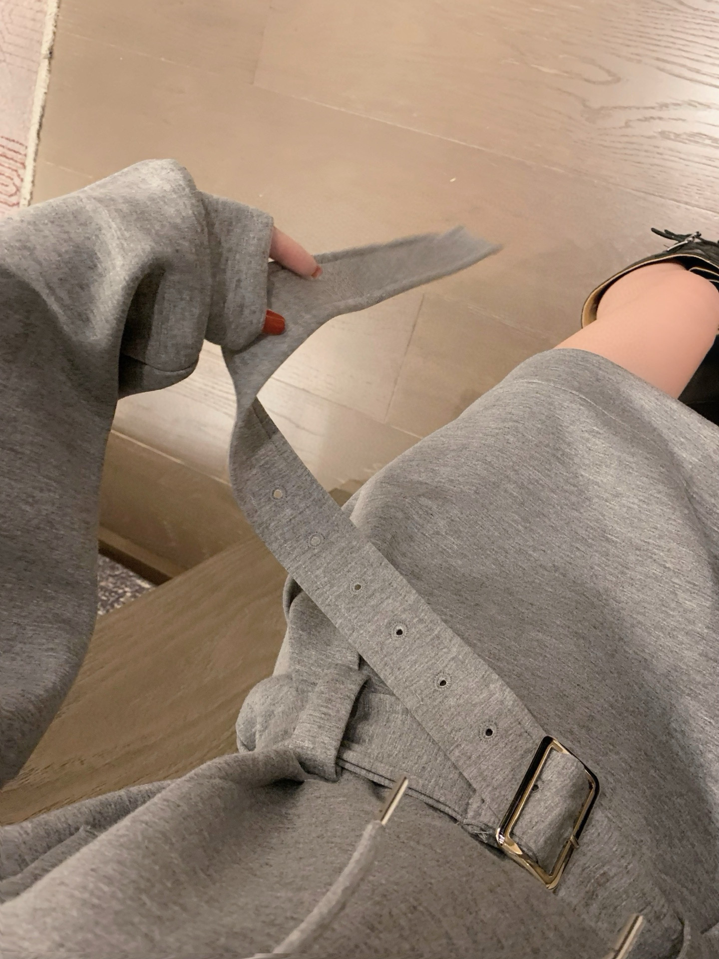 香奈儿 フード付きスウェットワンピース グレー 2way着用可能 - 画像 2