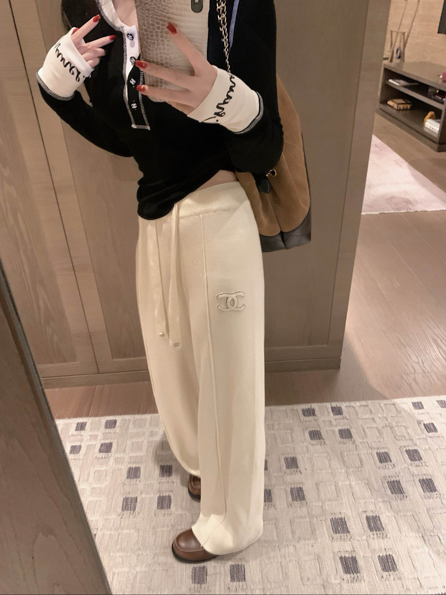 シャネル パンツ 2色入 着脱簡単 レディース ウールロングパンツ - 画像 3