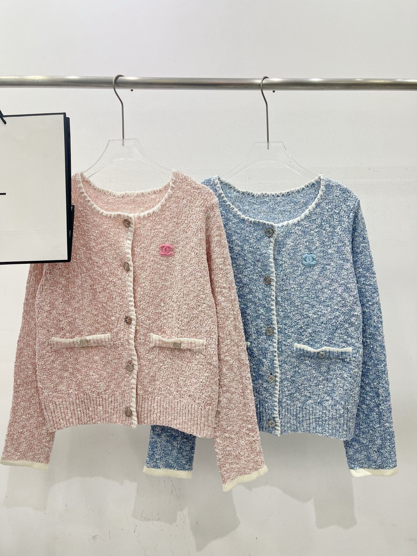 シャネル レディース カーディガン ピンク ブルー 2色入 綿混素材 春秋着用 可愛いデザイン