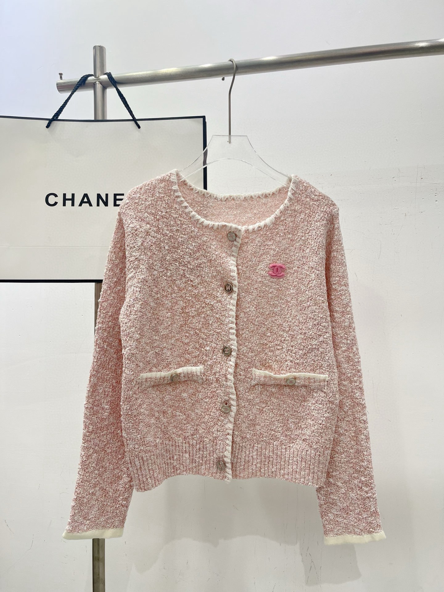 シャネル レディース カーディガン ピンク ブルー 2色入 綿混素材 春秋着用 可愛いデザイン - 画像 3