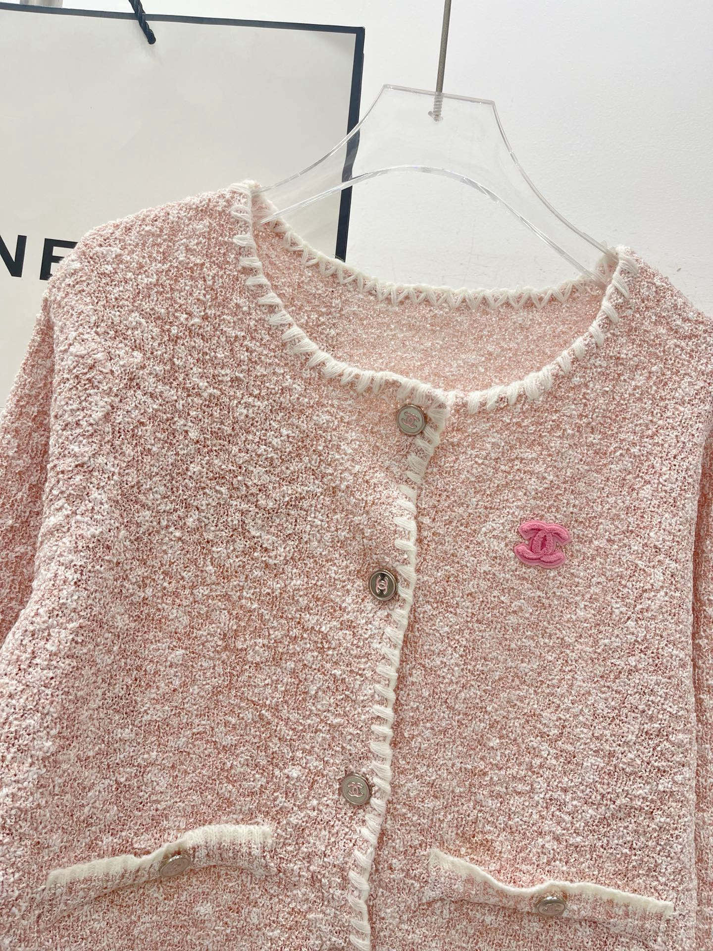 シャネル レディース カーディガン ピンク ブルー 2色入 綿混素材 春秋着用 可愛いデザイン - 画像 4
