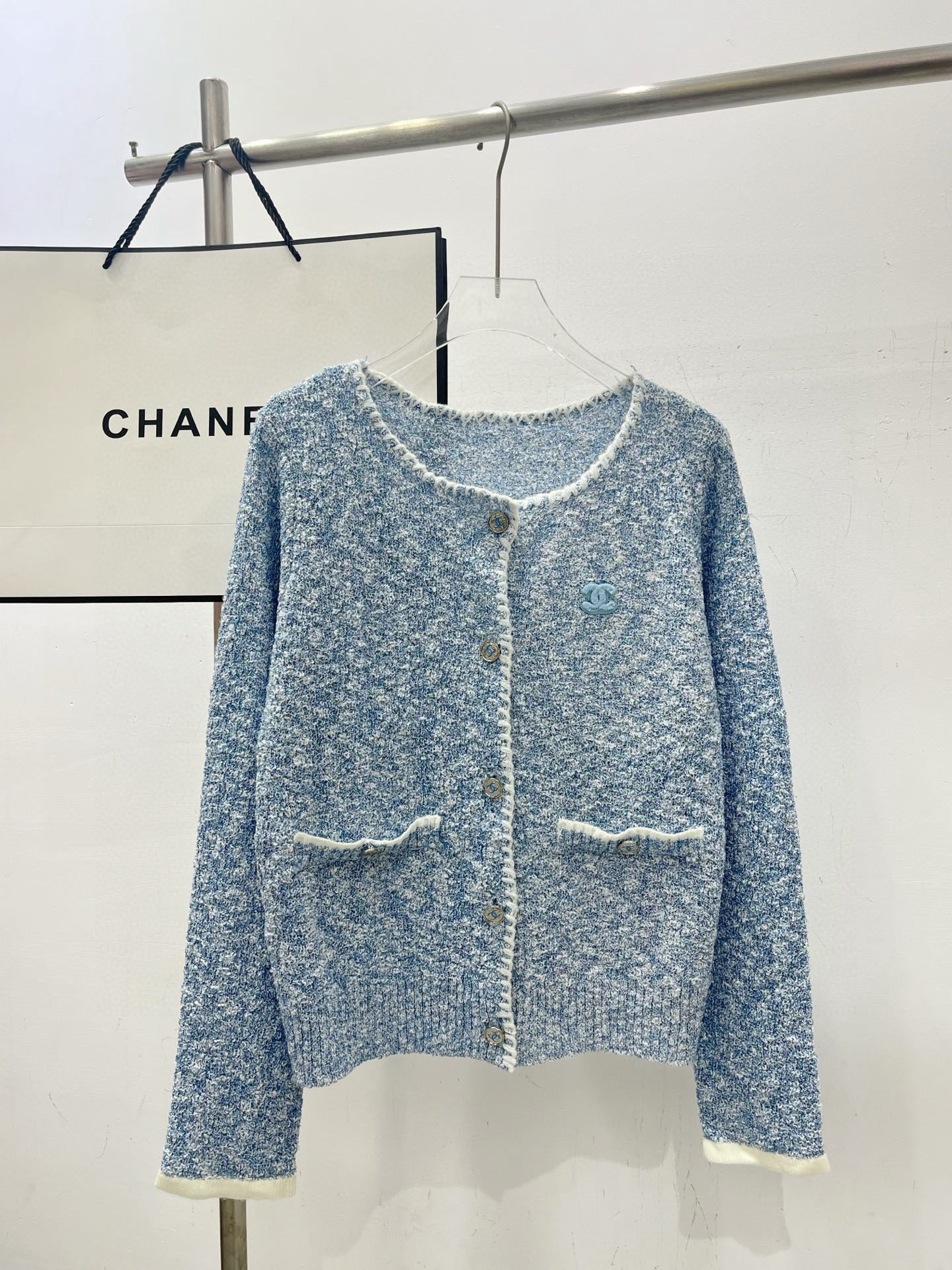 シャネル レディース カーディガン ピンク ブルー 2色入 綿混素材 春秋着用 可愛いデザイン - 画像 5