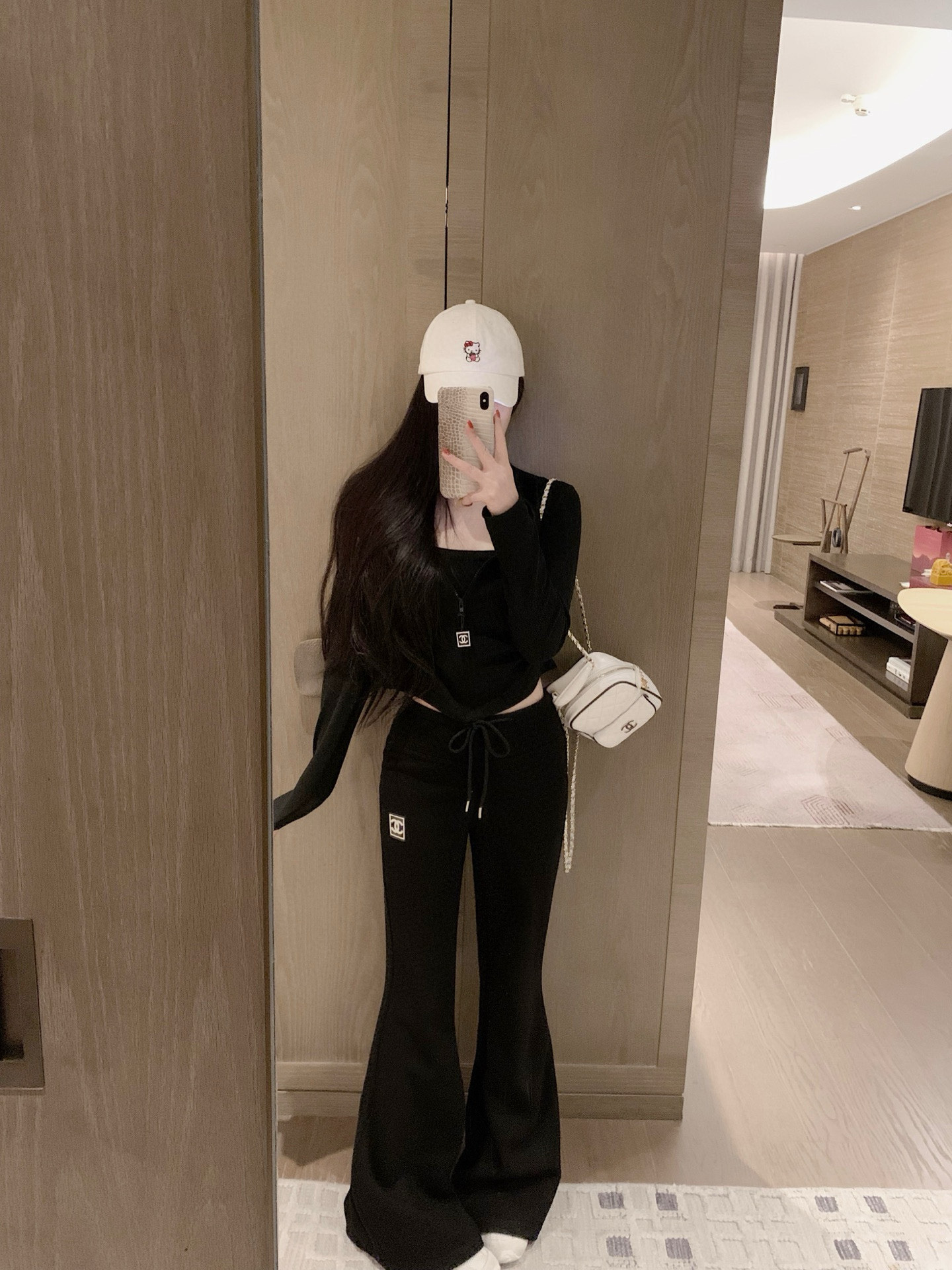 香奈儿 黒 フレアパンツ 2色入 トレーナー風 スリムフィット 舒適 インナーパンツ 春夏 新作 - 画像 4