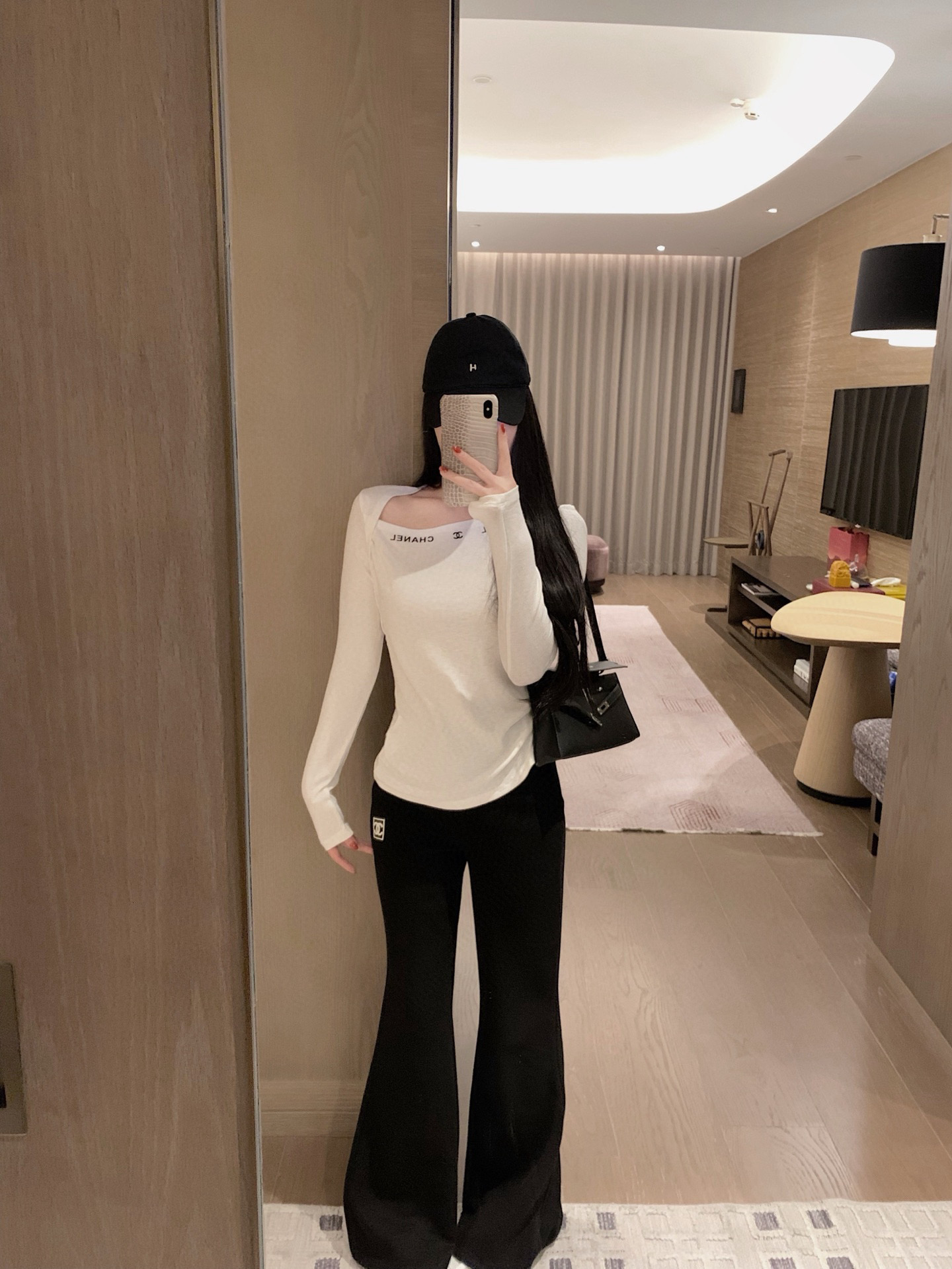香奈儿風ロングTシャツ 2色入 - 画像 4