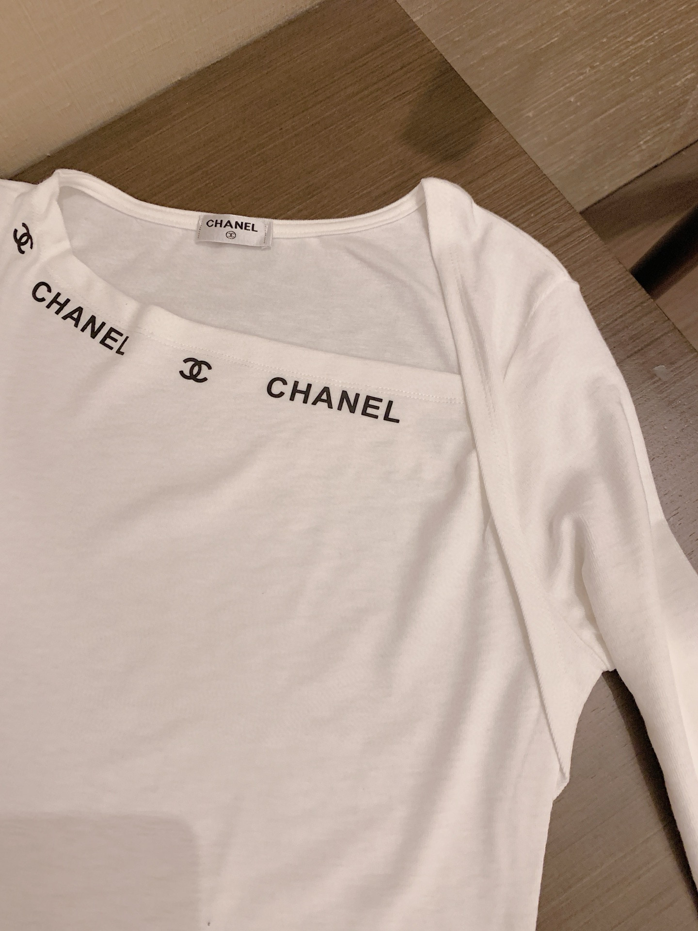 香奈儿風ロングTシャツ 2色入 - 画像 7