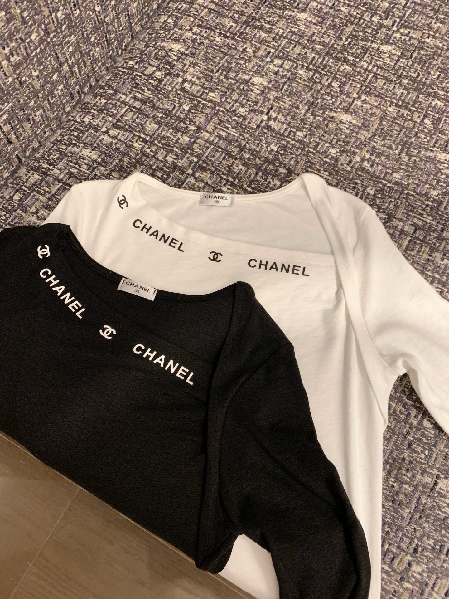 香奈儿風ロングTシャツ 2色入 - 画像 8