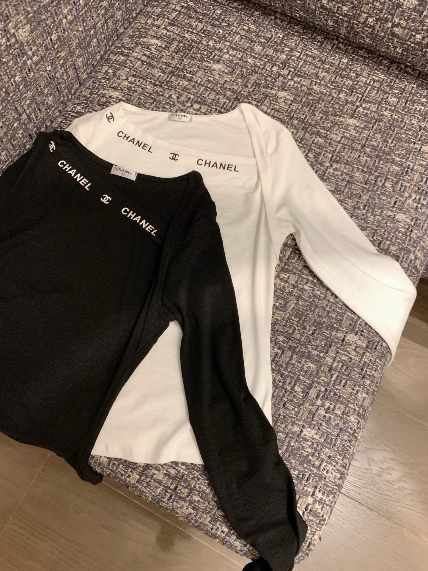 香奈儿風ロングTシャツ 2色入 - 画像 9