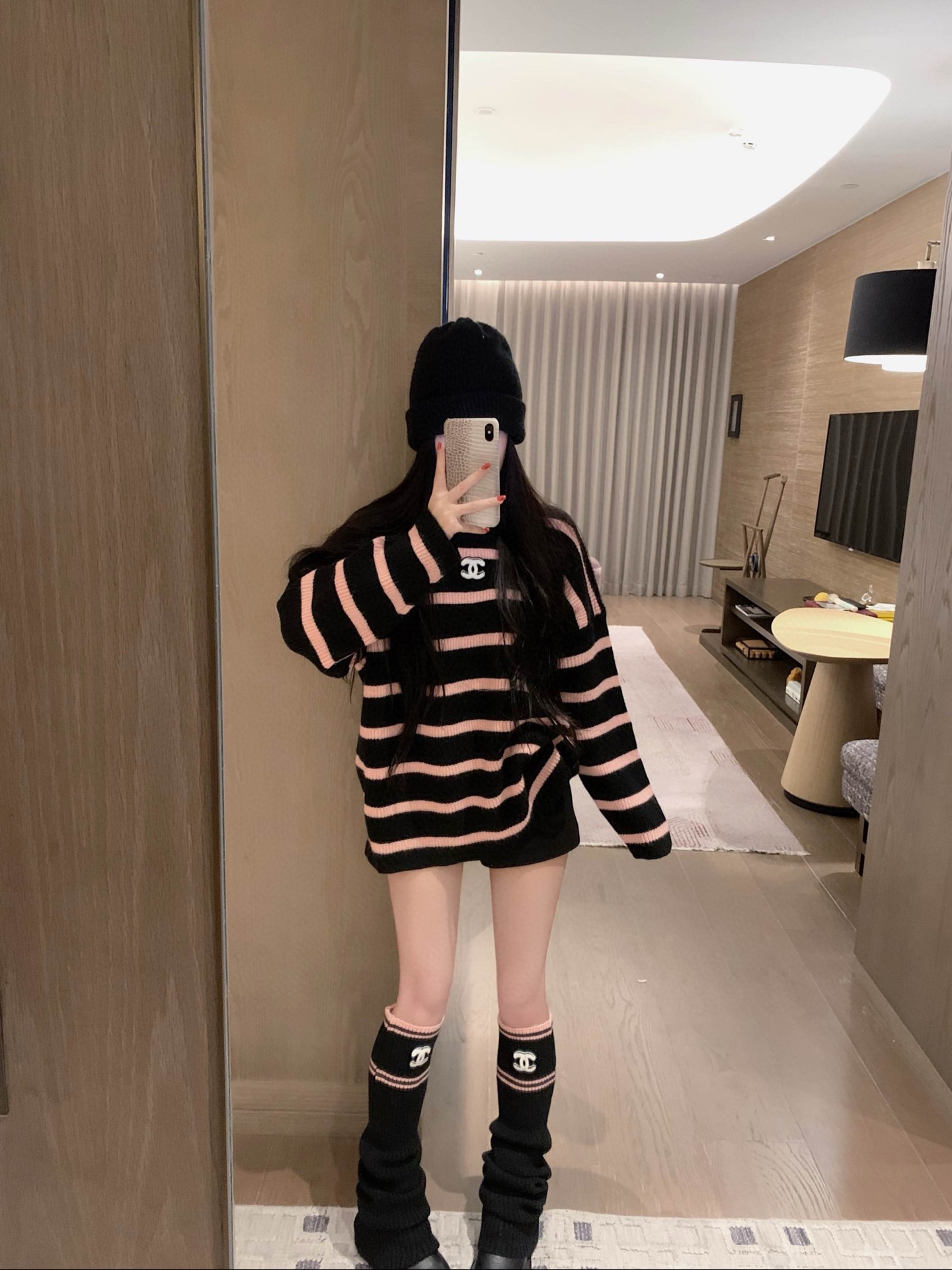 香奈儿 ニットセーター ブラックピンク 2色展開 - 画像 4