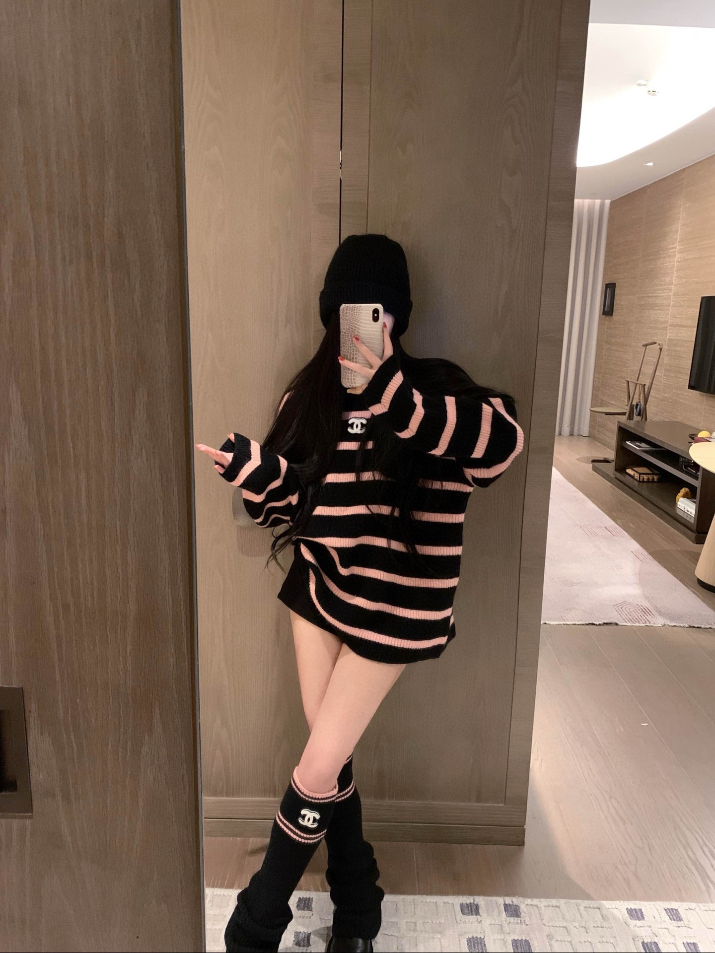 香奈儿 ニットセーター ブラックピンク 2色展開 - 画像 5