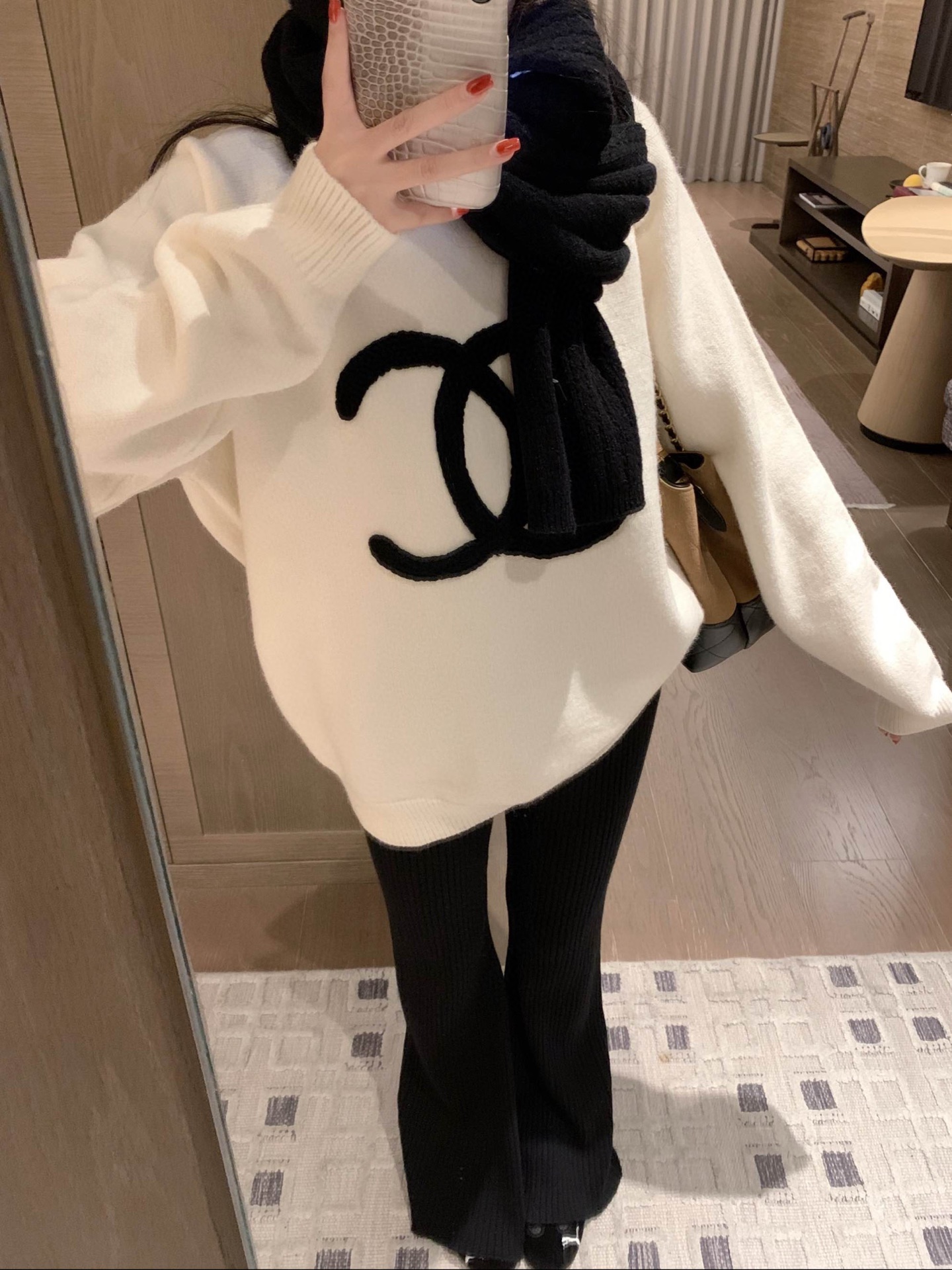 シャネル ニット 2色 オーバーサイズ ロゴ パンツ合わせ可 - 画像 2