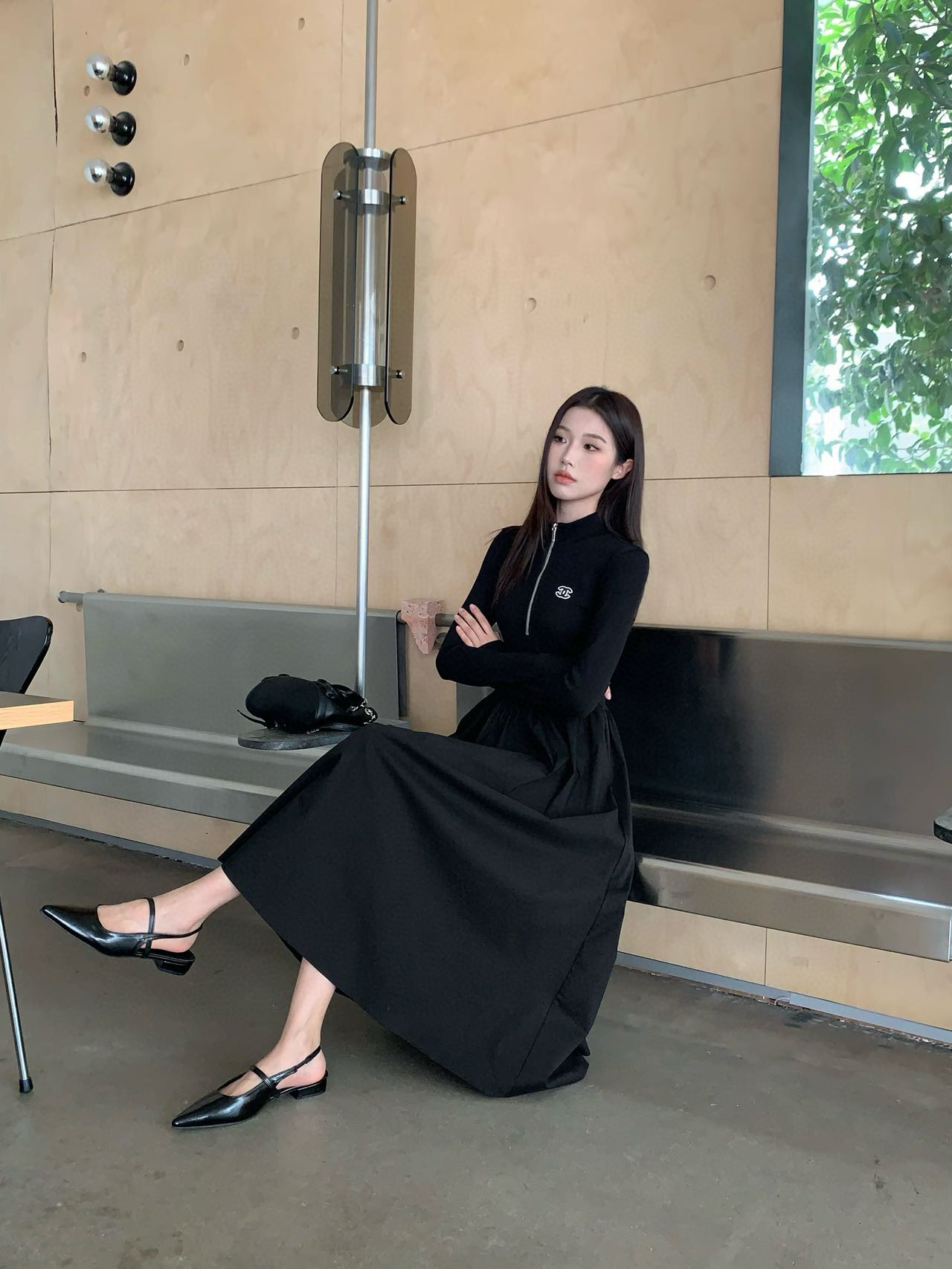 香奈儿風 レディース ミディドレス 黒 1色 - 画像 2