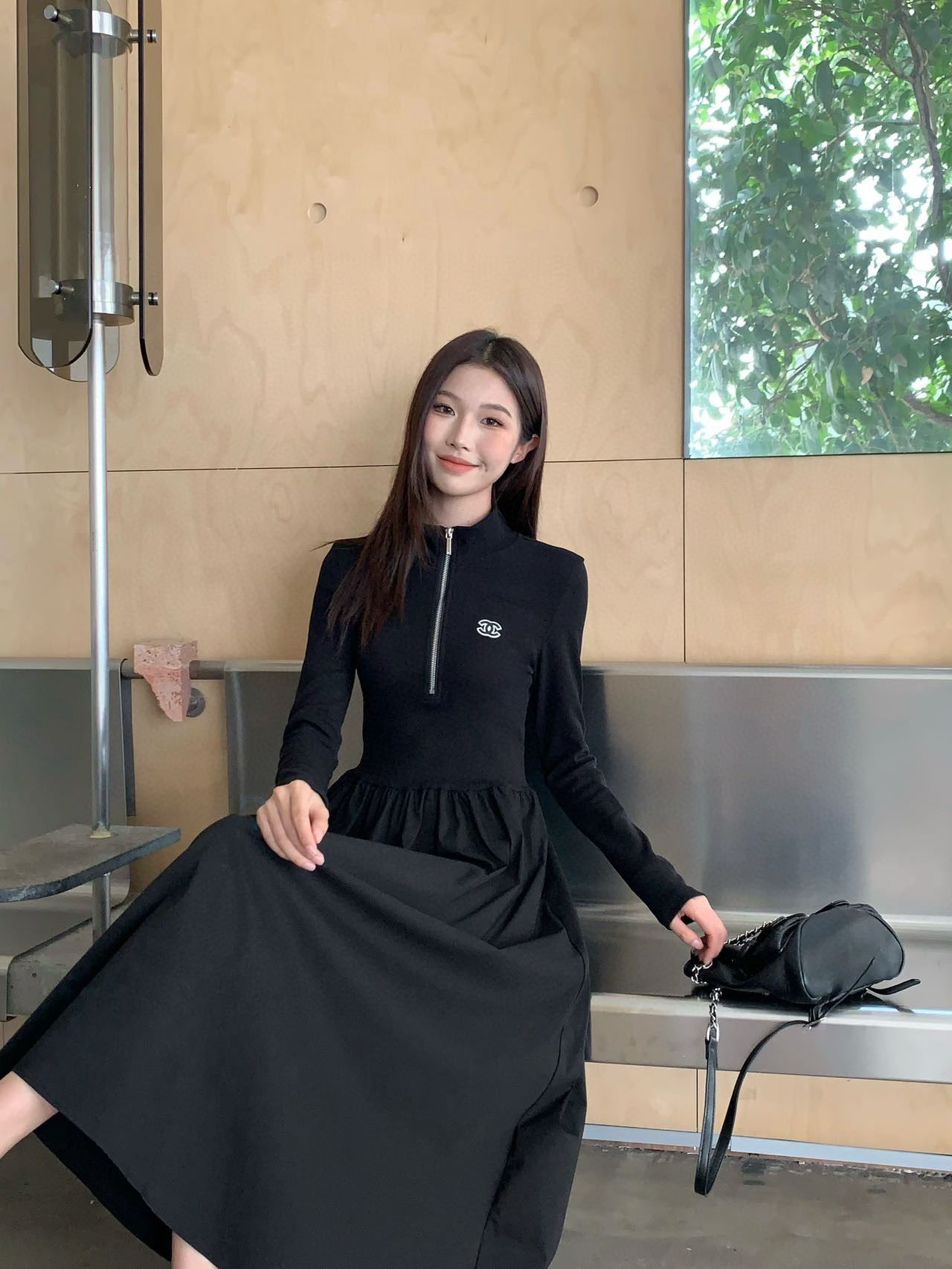 香奈儿風 レディース ミディドレス 黒 1色 - 画像 5