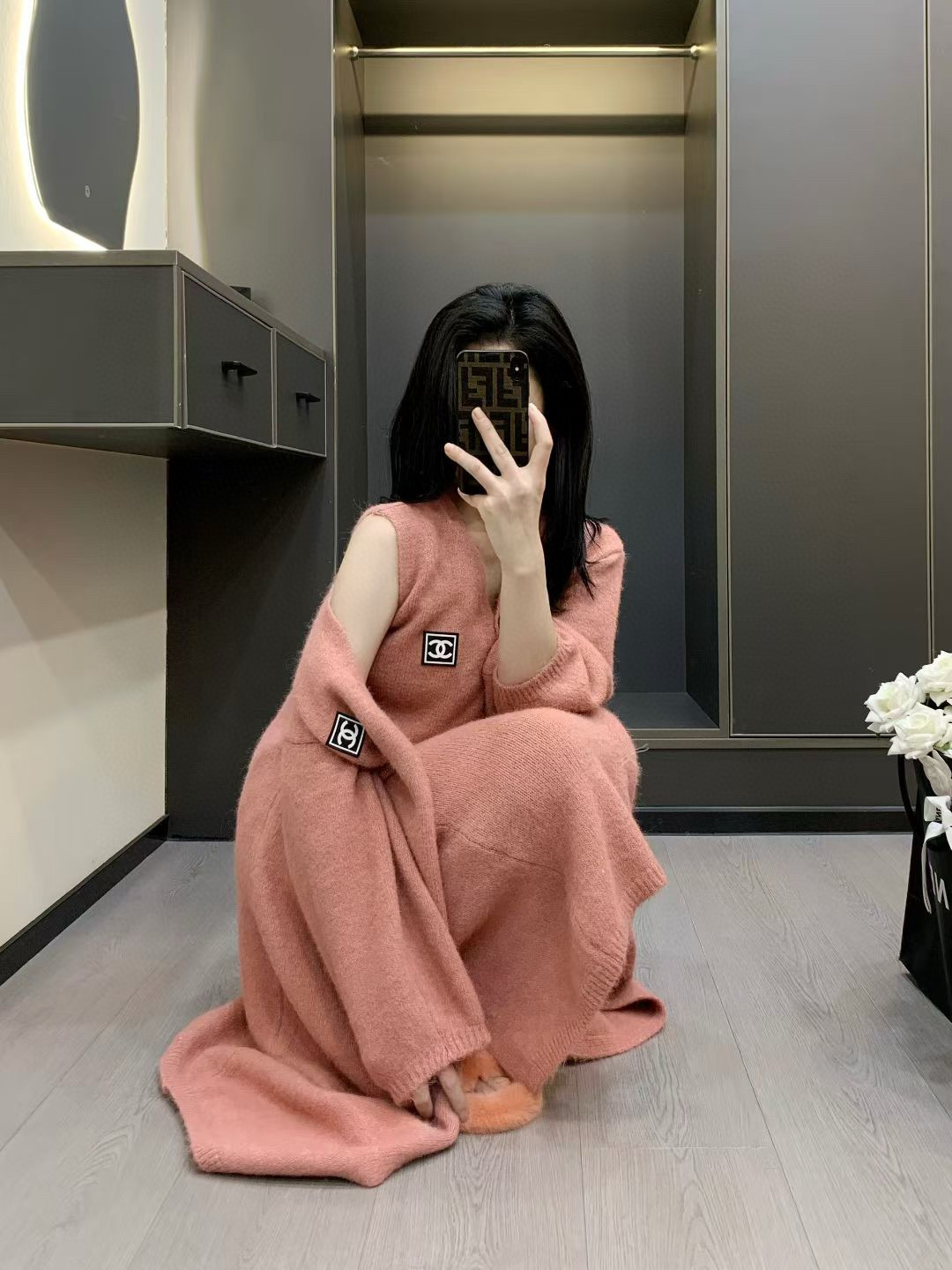 香奈儿 ピンク ニットスカートスーツ 2点セット 4色入 - 画像 5