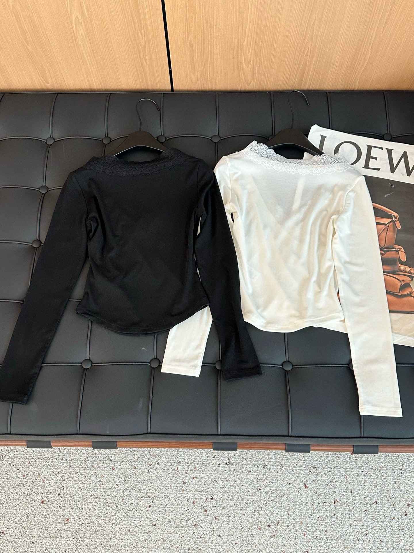 シャネル風 レース付き レースアップロングTシャツ 2色入 - 画像 6