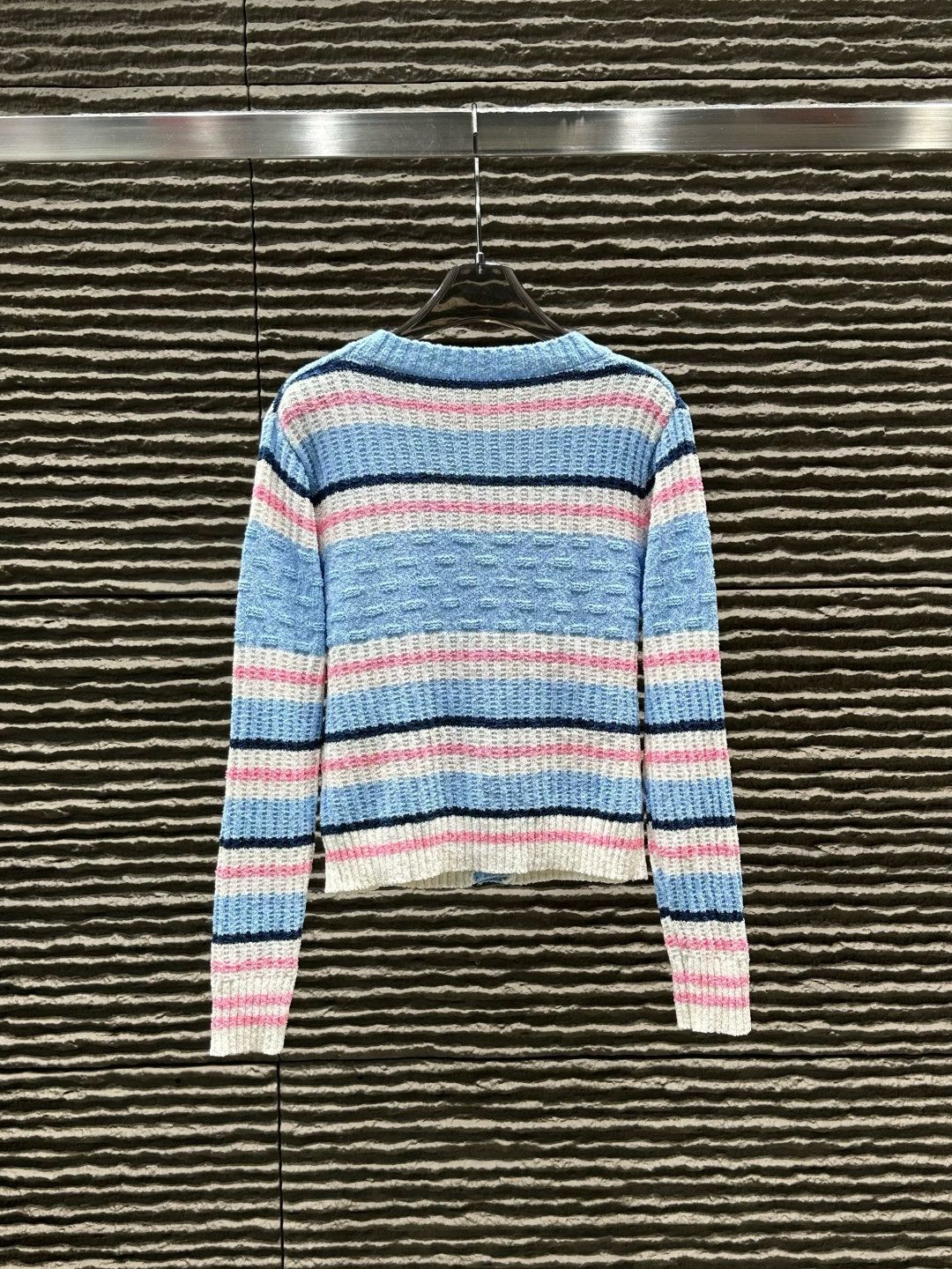 シャネル レディース ニットセーター バンドカラーストライプ 2色選べる - 画像 4