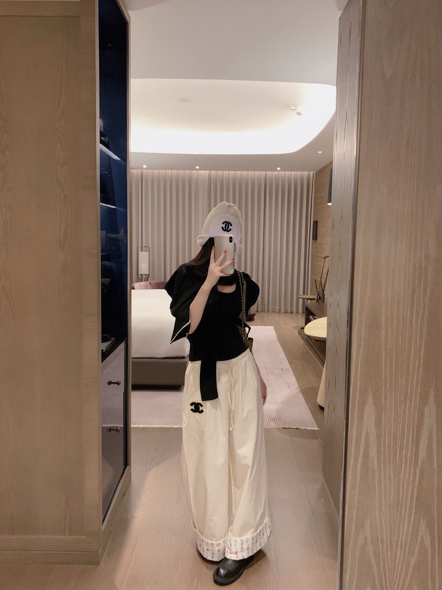Chanel フレアパンツ 2色 デザインカラー付き おしゃれなカジュアルパンツ - 画像 5