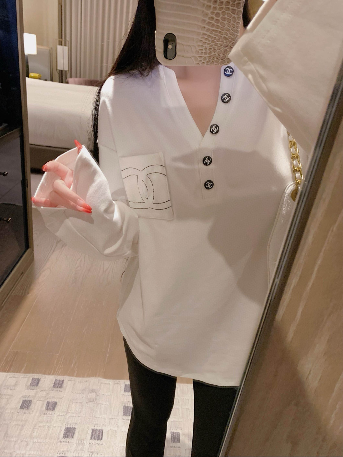 香奈儿 レディース ロングスリーブシャツ 2色入 - 画像 2