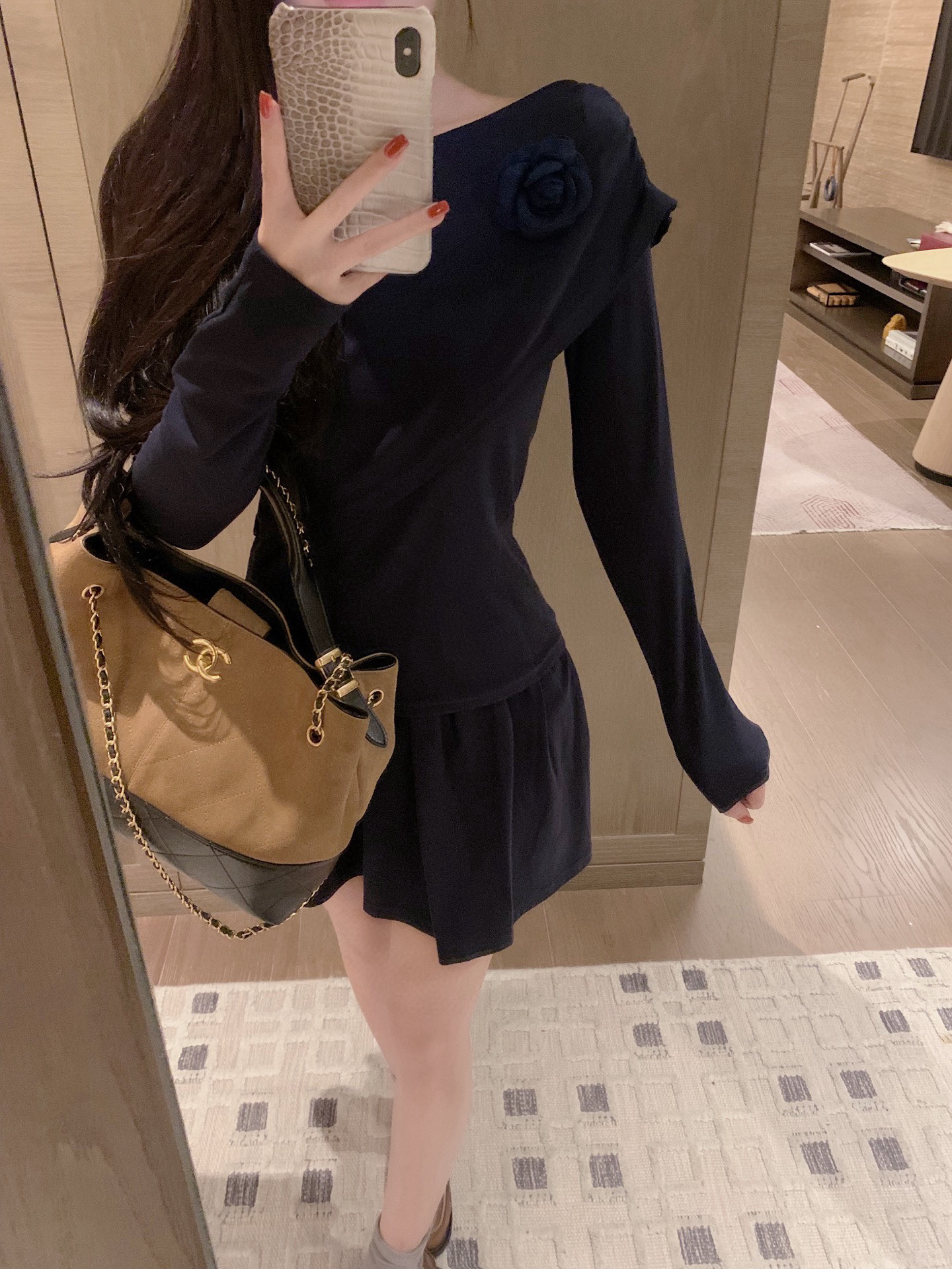 chanel風 ロングスリーブワンピース 2色展開 おしゃれなデザイン - 画像 2
