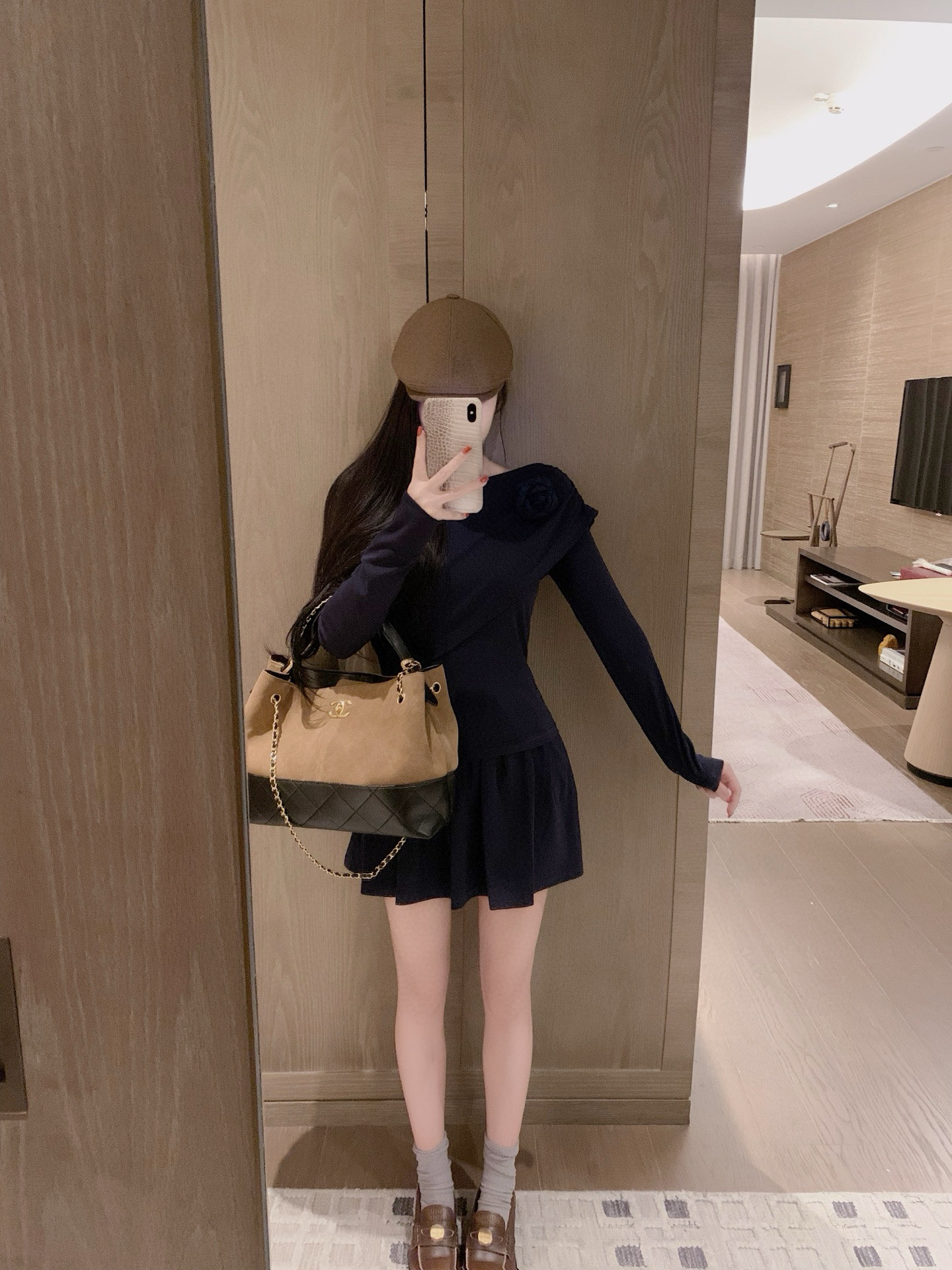 chanel風 ロングスリーブワンピース 2色展開 おしゃれなデザイン - 画像 3