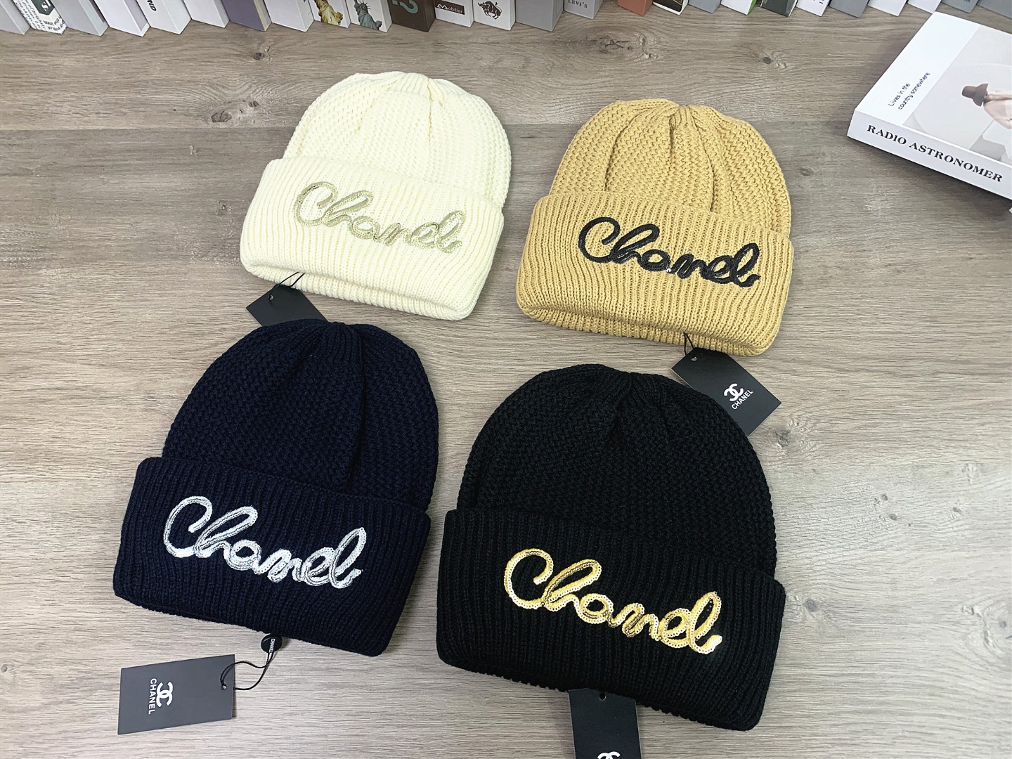 シャネル ニット帽 4色展開 シークル刺繍 レディース 冬用 防寒帽