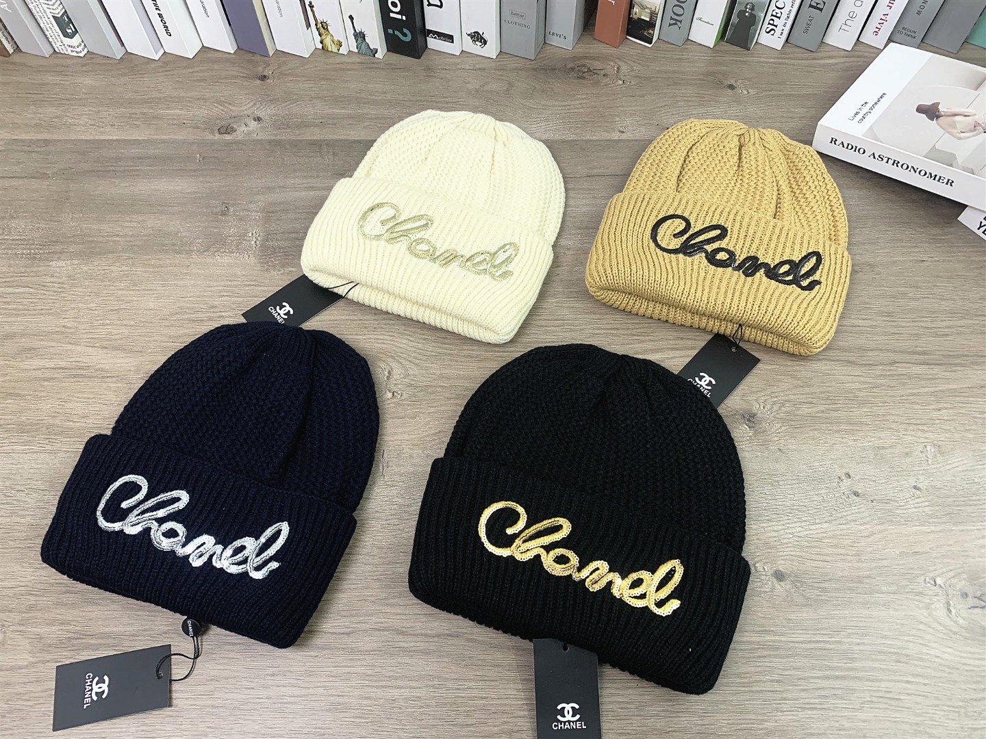 シャネル ニット帽 4色展開 シークル刺繍 レディース 冬用 防寒帽 - 画像 2