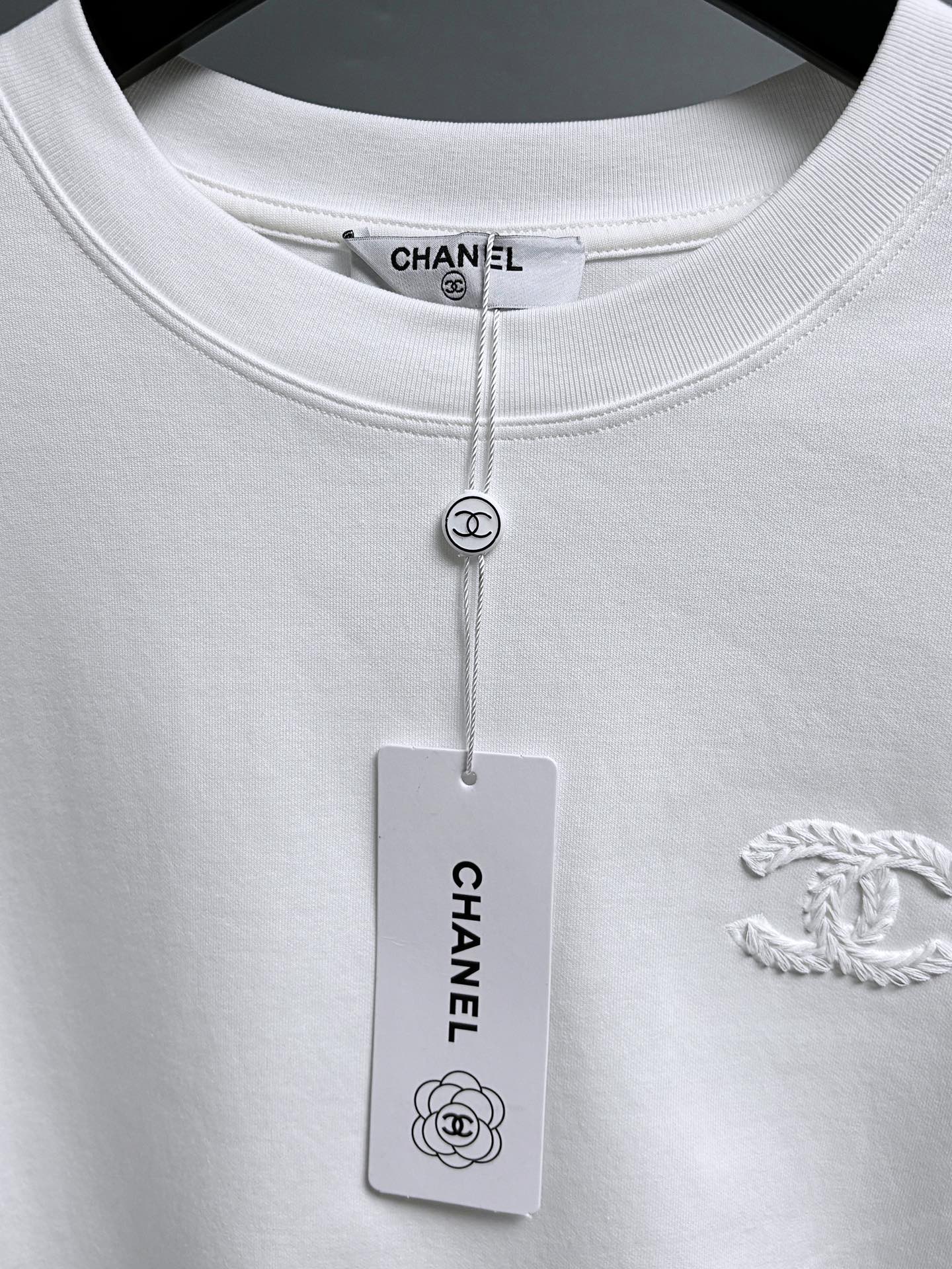 chanel ロゴ刺繍 ロングスリーブTシャツ 100%コットン 白 1色 - 画像 6
