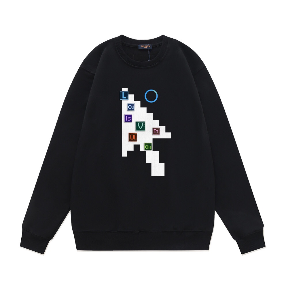 Louis VuittonLOUIS VUITTON ブラック ピクセル風ロゴ パーカー 1色